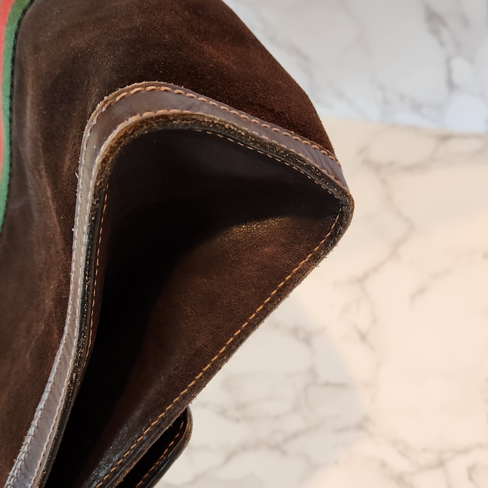 Vintage GUCCI Sherry Line Brown Suede Clutch - Picture 7 of 11